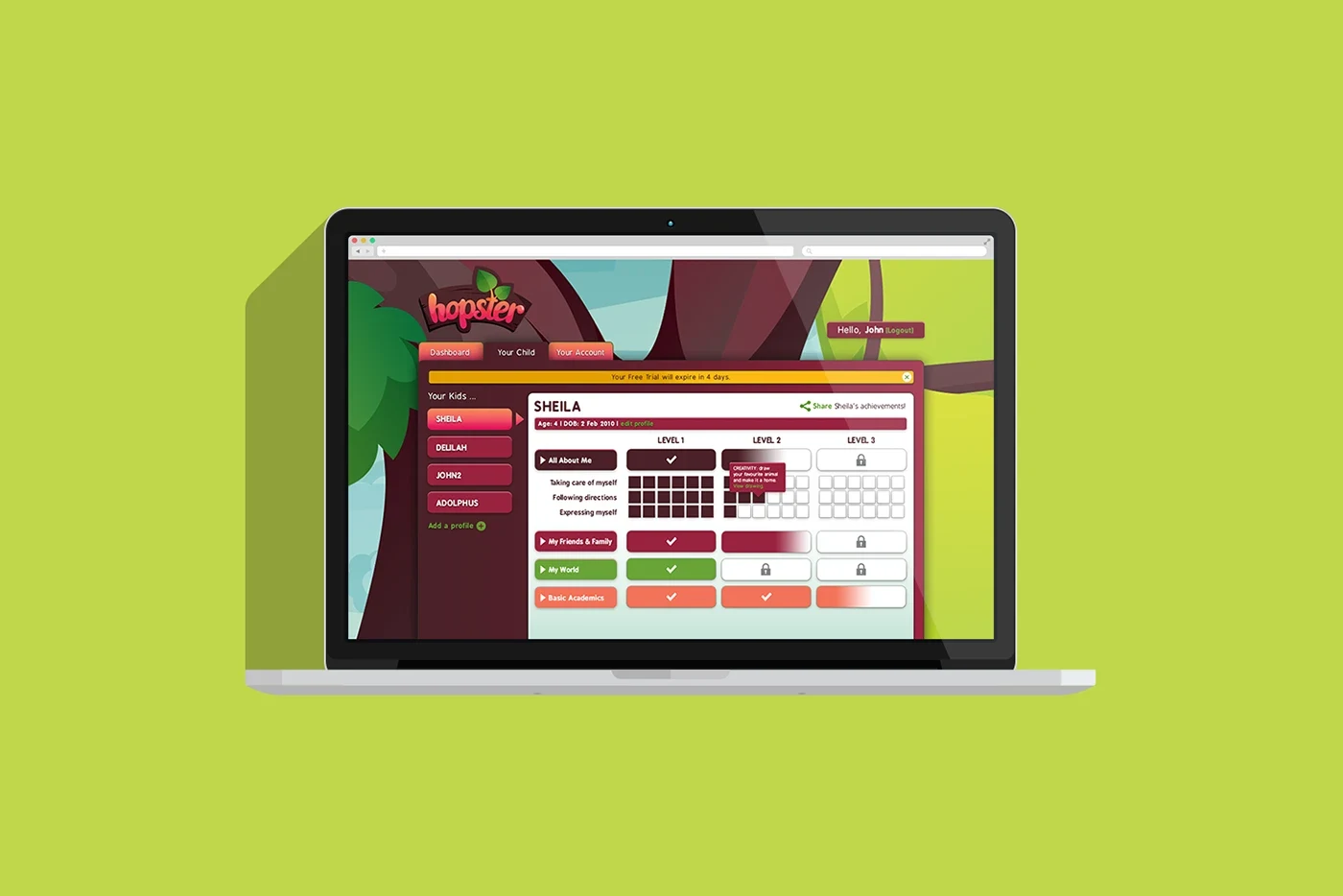 Hopster — design detail 7